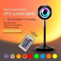 16 Color USB LED 5V Remote Control RGB Sunset Projection Lamp Rainbow Atmosphere Led Light For Home Bedroom Wall Decoration Bulb