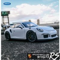 โมเดลรถโลหะผสมสีขาวยี่ห้อ Porsche 911 GT3โมเดลของเล่นเด็กหล่อของขวัญของสะสมสำหรับตกแต่งรถจำลอง