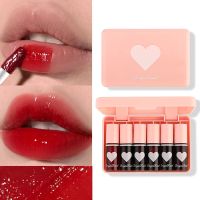 Glaze Mirror Set 6 Colors Waterproof Nonstick Cup Lip Gloss Makeup Tint Dyeing Liquid Lipstick Makeup Cosmetic