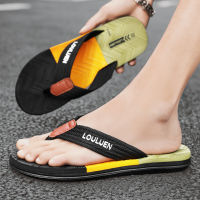 2023 ฤดูร้อนใหม่ flip-flop แนวโน้มฤดูร้อนของผู้ชายแฟชั่นลำลองจับคู่สีกันลื่นแนวโน้มแฟชั่นรองเท้าชายหาด 45 หลารองเท้าแตะผู้ชาย