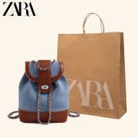 ﹍♤❣ ZARAˉ Senior South Korean Feeling Denim Canvas Small Sweet Wind Backpack Bags 2023 New Chain Shoulder Backpack