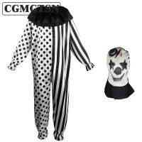 CGMGTSN Secret Clown Costume For Men Halloween Bloody Horror Clown Jumpsuit Role Play Fancy Dress Adult Performance Clothes