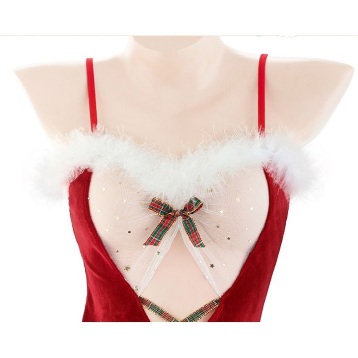 cos-imitation-anilv-2022คริสต์มาสอะนิเมะแม่บ้าน-halter-ชุดสาวซานตาคลอสชุดผู้หญิง-backless-nightdress-ชุดคอสเพลย์เครื่องแต่งกาย