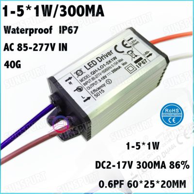 5Pcs Waterproof IP67 Isolation 5W AC85-277V LED Driver 1-5x1W 300MA DC2-17V Constant Current LED Power Panel light Free Shipping Electrical Circuitry
