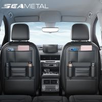 【LZ】♙▧●  SEAMETAL Atualizado Car Seat Back Storage Bag 6-Pocket Auto Organizador para Rear Row Multifuncional Anti Kick Mat Titular Tecido