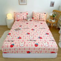 【hot】！ UPzo New Product 100 Cotton Fitted Sheet Pink Bed 4 Corners With Elastic Band Sheet（ No pillowcase）