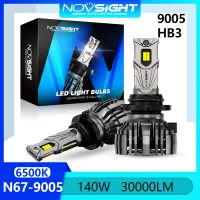 Novsight N67 9005 HB3 หลอดไฟหน้า LED 140W 30000LM 6500K ซุปเปอร์ไบร์ท LED ไฟสูง/ไฟตัดหมอกต่ำ ปลั๊กแอนด์เพลย์ 2 ชิ้น รับประกัน 1 ปี จัดส่งฟรี