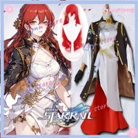 卍✑✑ Game Honkai Star Rail Cosplay Costume Anime Honkai Himeko Cosplay Costume Sexy Evening Dress Woman Red Cospaly Wig Full Set