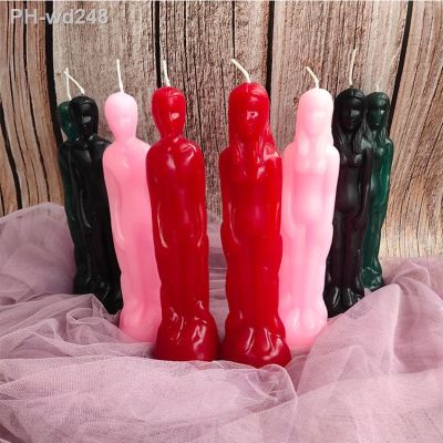 Male and Female Image Statue Figurine Candle Decorative Candle for Easter Religious Party Decoration Red Pink Black Green
