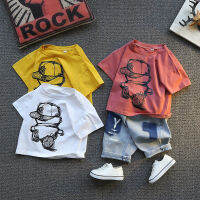 Baby Boys Clothing Set Summer White Cartoon Children Kid Sport Suit Jean Shorts Toddler Boys Fashion Clothes Sets 1 4 6 7 Year