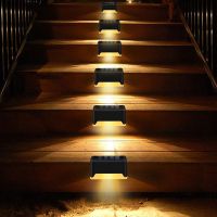 4Pcs Outdoor Path Stair LED Lights Solar Powered Lights for Home Outdoor Garden Path Yard Patio Stairs Steps Fence Night Light