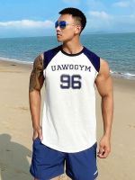 original Mr. Huis summer pure cotton color matching vest mens sports fitness trend casual thin waistcoat pullover sleeveless T-shirt