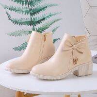 CODkjmlea30 Summer/Fall/winter 2021 new thick Martins Round boots ladies bow-knot Chelsea boots