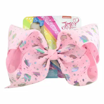 Jojo Siwa Girls' Large Polka Dot Bow - White/Rainbow