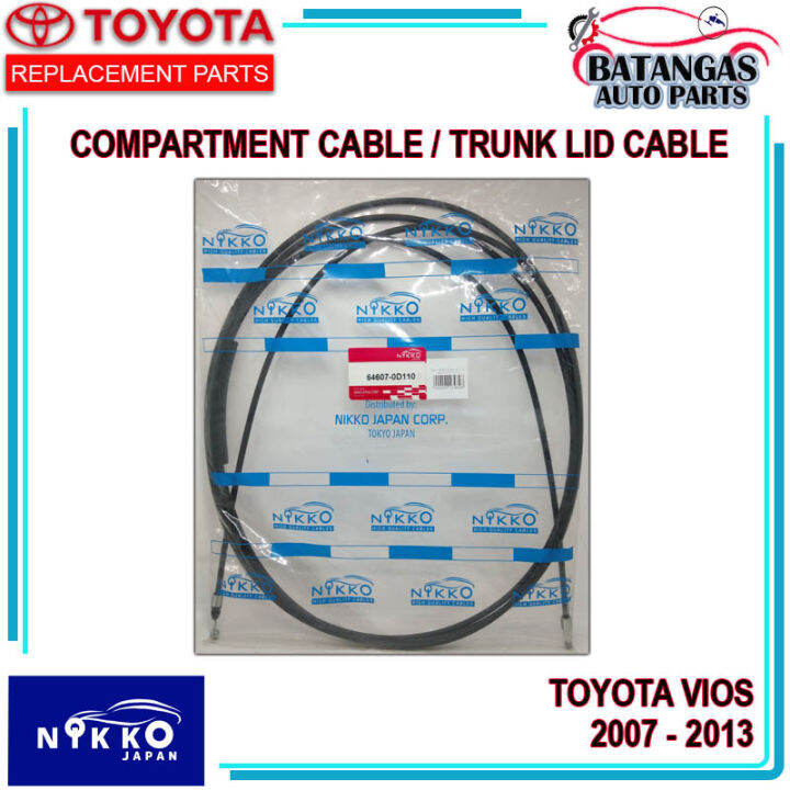 Compartment Cable / Trunk Lid Cable Toyota Vios 2007 2013 NIKKO JAPAN