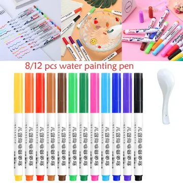 8/12 Colors Magical Water Floating Doodle Pens Water Painting Pen Kids  Drawing Early Education Magic Whiteboard Markers toys C1