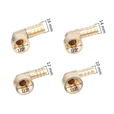 ；【‘； Pagoda Connector10/12/14/16Mm 90 Degree Elbow Hose Barb Connector, Hose Tail Thread1/2 Inch Thread Brass Water Pipe Fittings