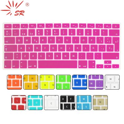 SR 14 Color Spanish EU Language Letter Silicone Keyboard Cover Skin for Laptop Accessories Macbook Air 13 Pro 15 17" Retina Film Keyboard Accessories