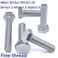 Hexagon screw with fine thread M8 M10*1.25M12*1.25M14M16M20*1.5 304 Stainless Steel Hexagon Head Bolt DIN933 Fine Tooth screw Nails Screws Fasteners