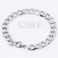 s2shop สร้อยข้อมือสแตนเลสแท้ สร้อยข้อมือสแตนเลส กำไลข้อมือสแตนเลส กำไลข้อมือ ลายโซ่แบนขัดเหลี่ยม ความกว้าง 8 มม.ความยาว 20 ซม.,No.925