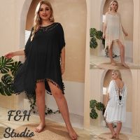 COD DSFDGESERRRRR 3009 Free Size 3 Colors Women Big Size Beach Smock Sun Protection Slub Cotton Plus Size Dress