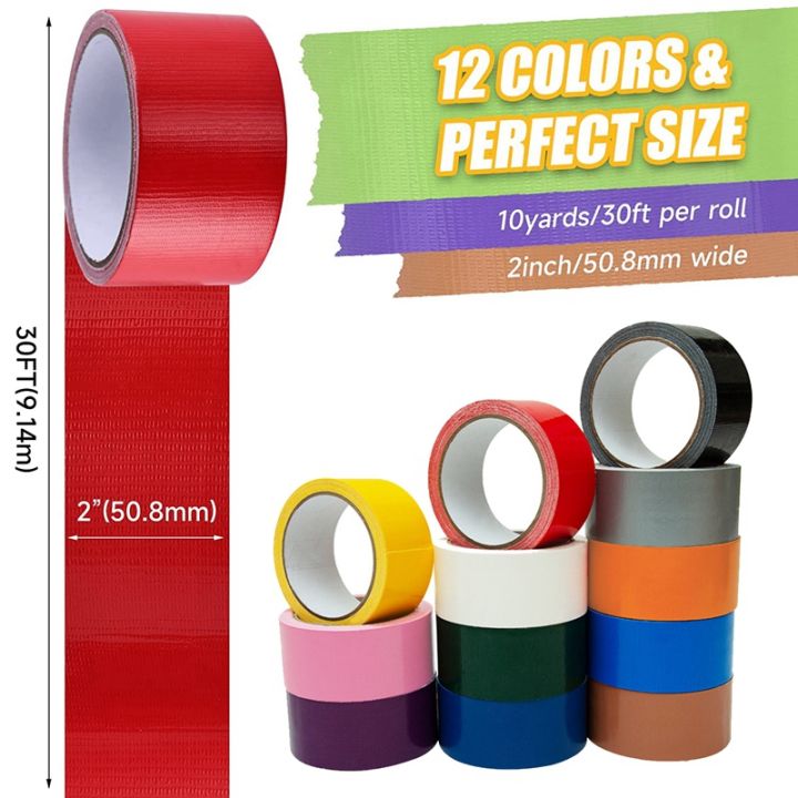 1set-colored-duct-tape-bulk-12-assorted-colors-duct-tape-rainbow-duct-tape-rolls-multicolor