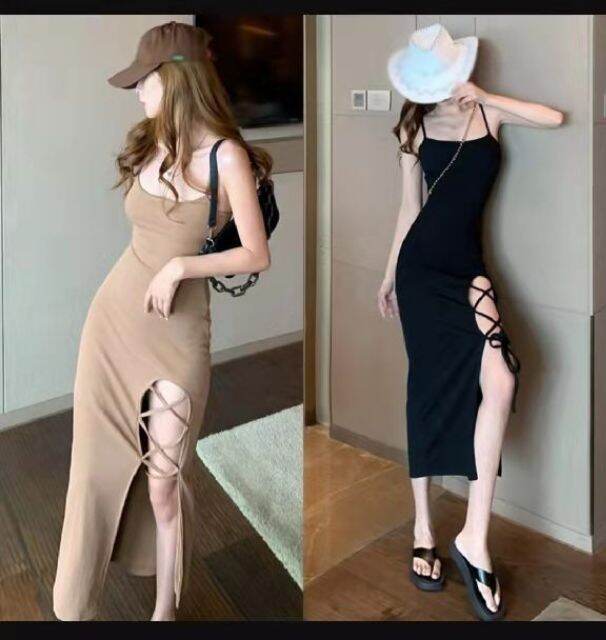 Love Clothing Store Korean Sexy Bodycon Sleeveless Dress With Slit Sexy