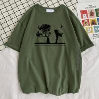 Black Love Tree Fell In Love Print Male Tshirts Street Oversize T-Shirt Sport Crewneck T-Shirts Style Soft Mens Top