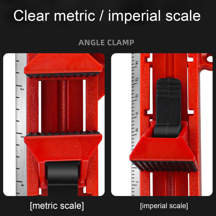 สามารถปรับได้90องศาแคลมป์ยึดมุมสำหรับงานไม้คลิปมุมขวาแบบมัลติฟังก์ชันพร้อมตัววัดมุมหลายตัว