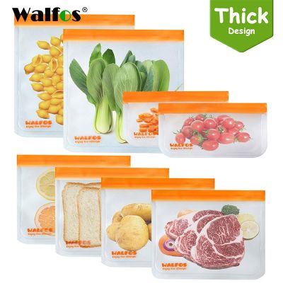 WALFOS Food Storage Bag Reusable Freezer Bag Ziplock Bag Leakproof Top Silicone Bag Zero Waste Kitchen Organizer FDA BPA Free