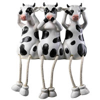 3 PCS Cute Hanging Feet Cows Figurines Resin Outdoor Statues Cows Figure Decor Funny Yard Art For Garden Yard Lawn Decoration