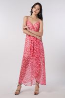 f.fashion เดรสลายกราฟฟิก ผู้หญิง สีชมพู | Graphic Print Maxi Dress | 5979