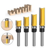 1pcs 1/4 Flush Trim Router Bit Pattern Bit Upper Bottom Bearing 1/2－ใบมีดแม่แบบขอบไม้ Trimmer Cutter ช่างไม้