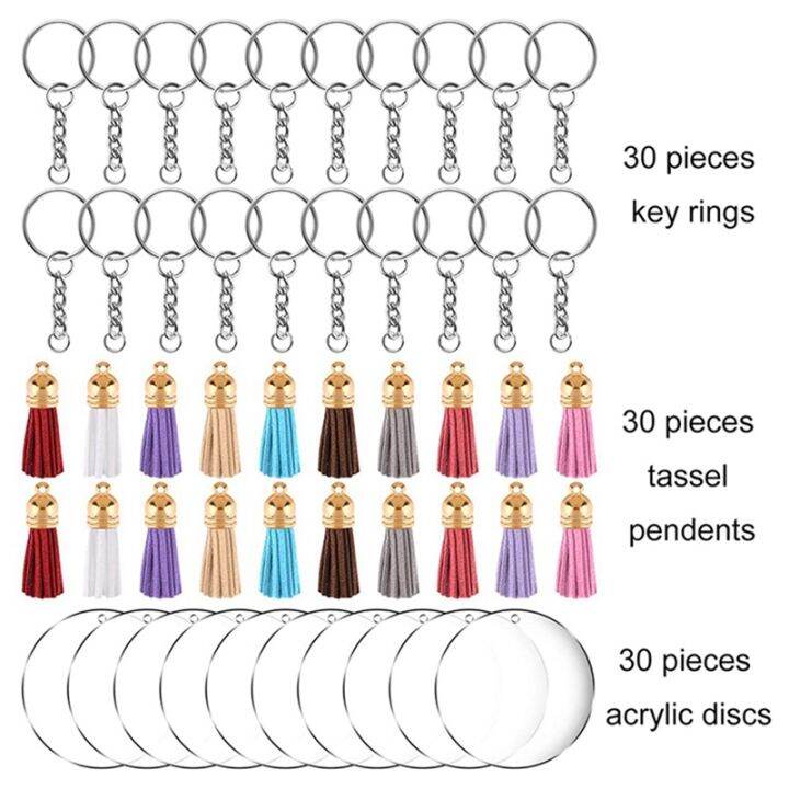 180-pieces-acrylic-keychain-making-kit-clear-acrylic-keychain-blanks-and-colorful-tassel-pendants-for-diy-projects