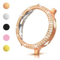 Fashion Two Rows Diamond PC Bumper for Samsung Galaxy Watch 5 4 Active 2 Case 40mm 44mm Women Bling Cover Thin Frame Accessories