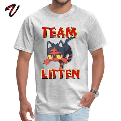Team Litten ! T-shirts for Men Father Day Tops Shirt Faddish Summer TShirt Round Neck Cute Cat Tees
