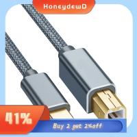 HONEYDEWD ทนทาน สแกนเนอร์ แล็ปท็อป คอมพิวเตอร์ ความเร็วสูง สายเครื่องพิมพ์ USB Type-C เป็น USB B 2.0 เครื่องพิมพ์