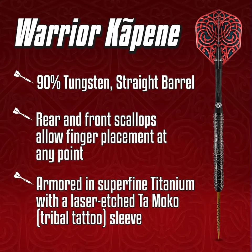 Shot! Shot! Darts Warrior Kapene 90% Tungsten Pro Throwing Darts