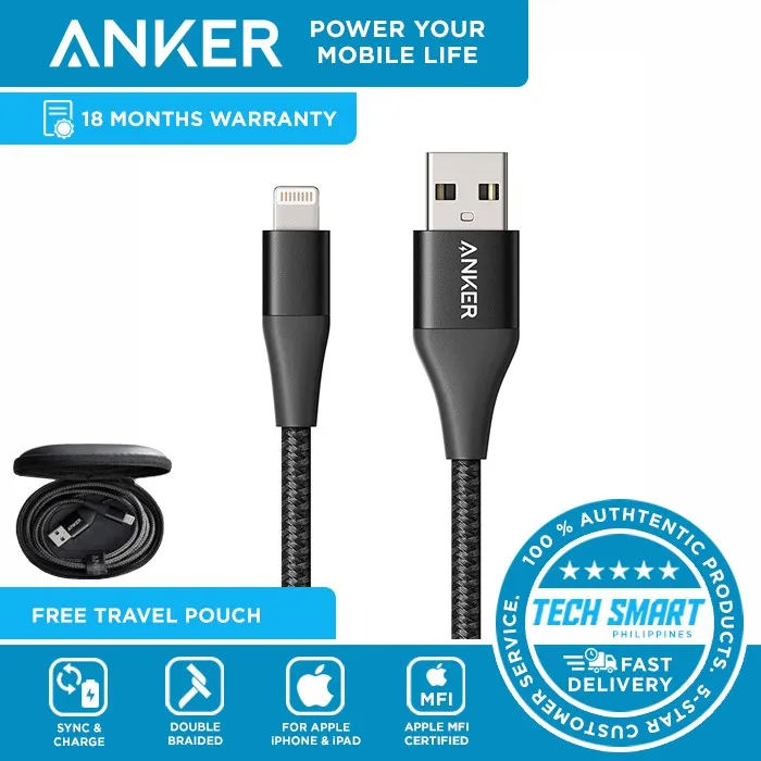 Anker Powerline+ II Lightning Cable MFi Certified Nylon Braided for iPhone  and iPad (3ft/6ft)uwW | Lazada PH