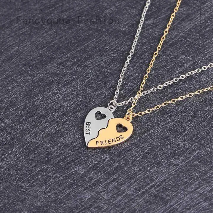 Fancyqube 1/Sets Friendship Necklace Best Friends Forever Hollow Heart-Shaped Pendant Brother Best Buds Silver Color Necklace Charm Choker