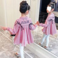 [COD] 2023 girls spring and autumn new foreign style striped childrens baby middle big children Korean version of long-sleeved top female