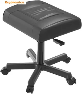 Footstool with Wheels Rolling Under Desk Leg Rest Ottoman for Home Office,  Black