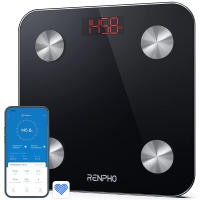 RENPHO Scale for Body Weight, Digital Weighing Scales with Body Fat and Water Weight, Smart Bluetooth Body Fat Measurement Device, Body Composition Monitor with Smart App, 396lbs Black 10.2"x 10.2"