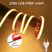 Cod เทปไฟ LED ริบบิ้นกันน้ำมีความยืดหยุ่น,ไฟ Led ความสว่างไฟสูงแถบ LED COB 220V สำหรับห้องห้องนอนห้องครัวกลางแจ้ง