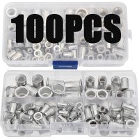 100Pcs Aluminum Flat Head Rivet Nuts Set M3 M4 M5 M6 M8 Rivet Nuts Insert Rivets Mix Size Premium Automatic Rivet Tool Set