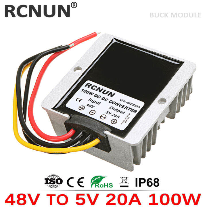 rcnun-36โวลต์48โวลต์ถึง5โวลต์15a-20a-dc-dc-s-tep-down-แปลง-regulator-48โวลต์ถึง5โวลต์100วัตต์-led-แหล่งจ่ายไฟสำหรับรถยนต์เรือ