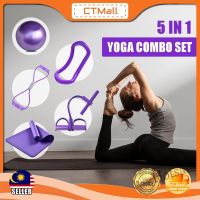 【hot sale】۞ C04 CTMALL ?Yoga Combo Set? Yoga Mat Set 5 in1 Yoga Equipment Set Slimming Yoga Mat Yoga Ring Pedal Puller Yoga Ball 25cm 瑜伽