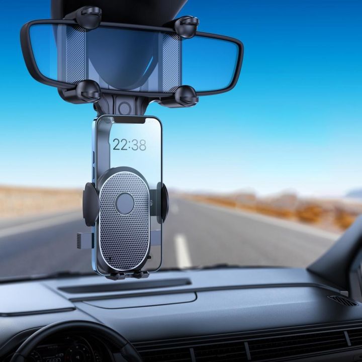 กระจกมองหลังอัตโนมัติที่วางโทรศัพท์ในติดรถยนต์-st-สำหรับโทรศัพท์มือถือรถยนต์ที่วางโทรศัพท์ที่ยึดสมาร์โฟนในรถยนต์หมุนปรับได้