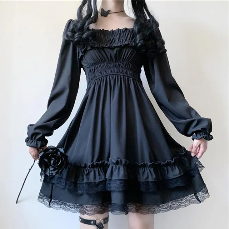 SAWU Đầm Gothic Lolita Đầm Đồng Phục Ngoại Cỡ Dễ Thương Tay Dài ...