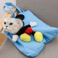 Canvas Shoulder Cat Carrier Bag Cartoon Portable Breathable Transport Bag for Pets Within 3/5KG Outgoing Travel Cats Dog Handbag